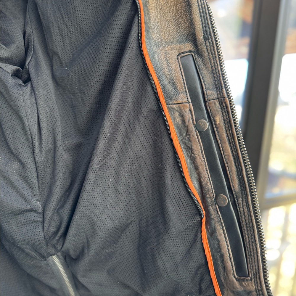 Brown Leather Motorcycle Riding Jacket - Picture 5 of 15